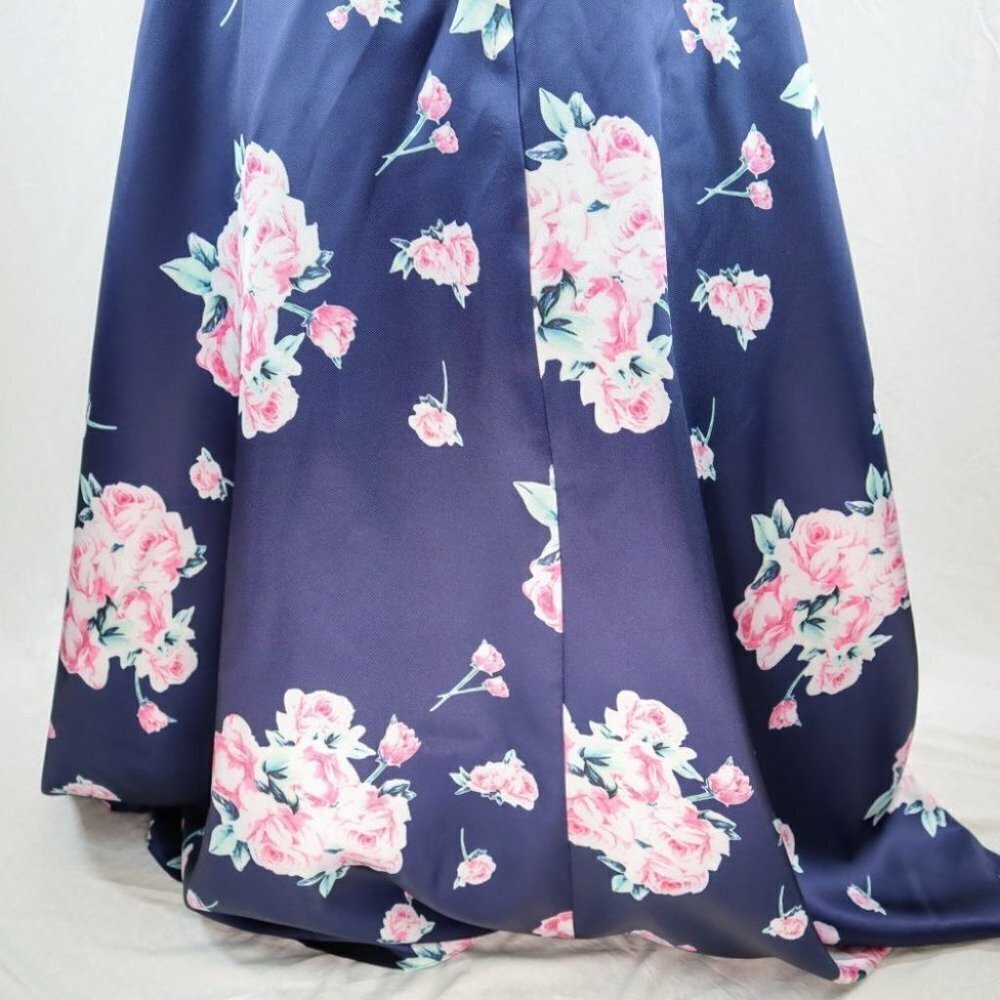 2 Cute Brand Navy Floral Two Piece Formal Gown $469 - Picture 13 of 15